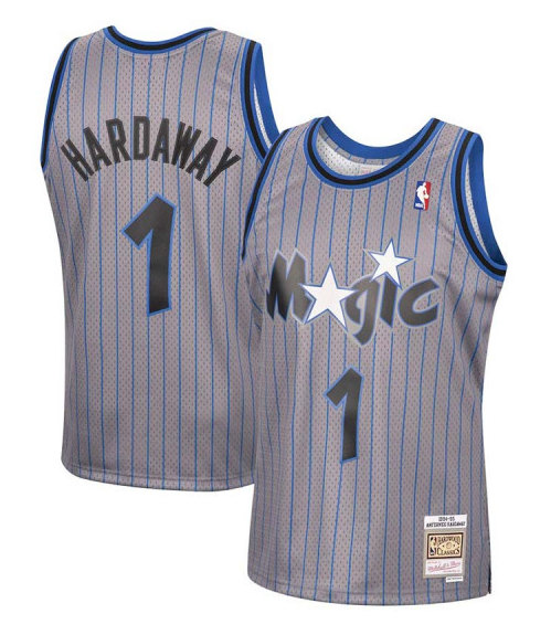 Men's Orlando Magic #1 Penny Hardaway 1994-95 Grey Stitched Jersey Men's Orlando Magic #1 Penny Hardaway 1994-95 Grey Stitched Jersey